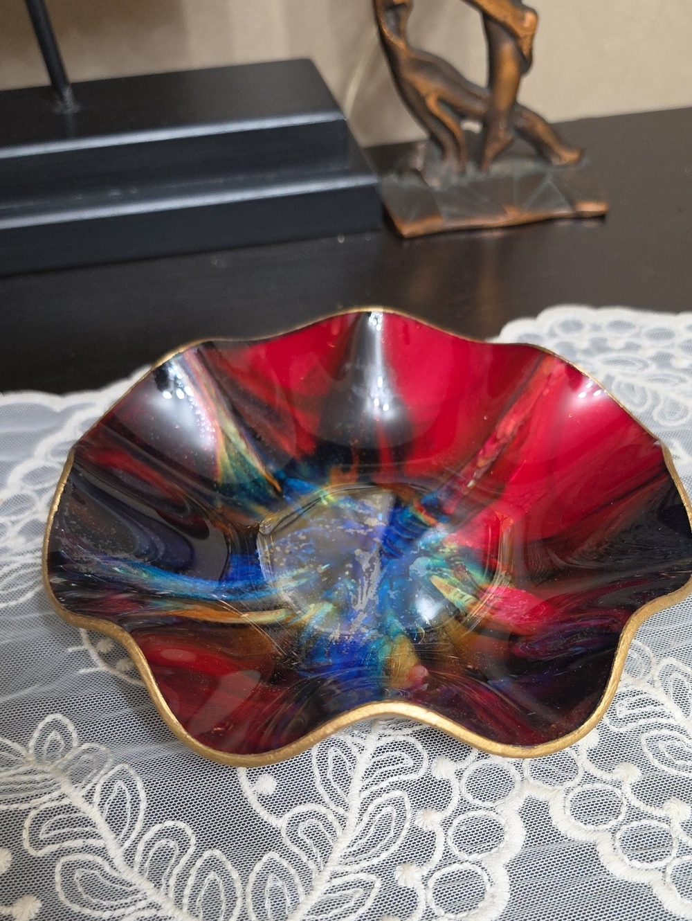 VTG 196O SeeTuSee by Mayfair mid-century art glass leather bowl Canada
